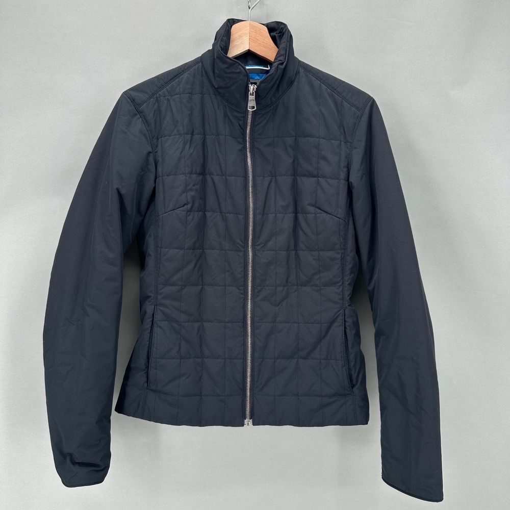 AETHER Womens Alta Black Quilted Jacket Primaloft Insulated Size S Full Zip Moto
